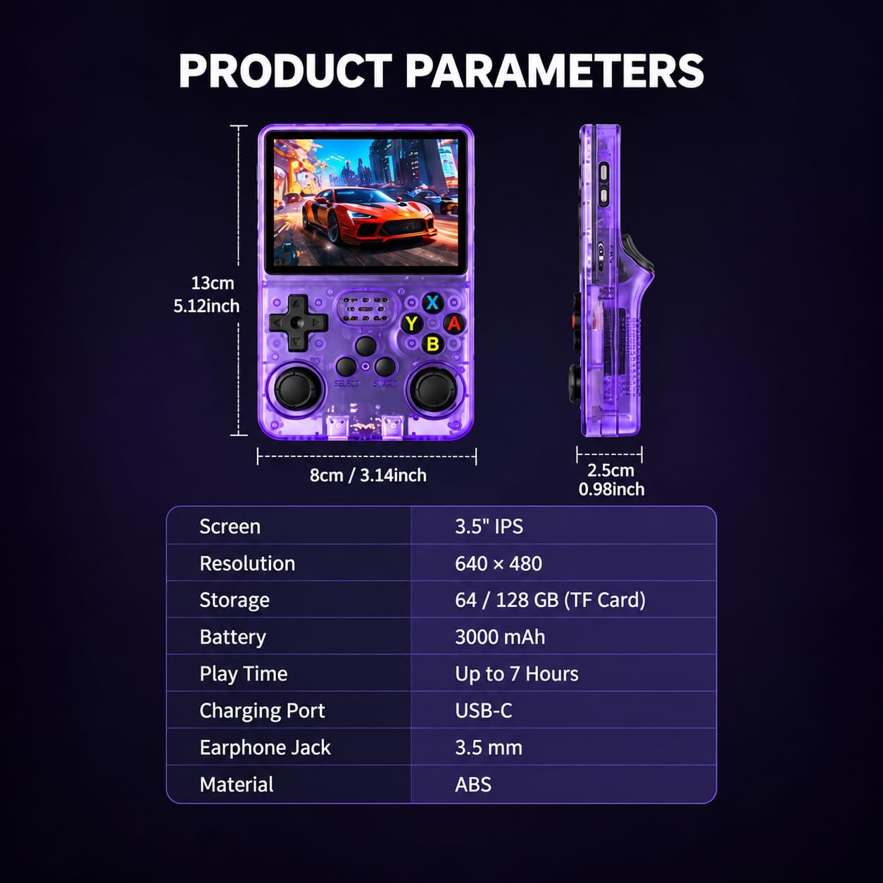 Tekko Game Console, Handheld Retro Game Console with 35,000+ Games, 3.5" IPS Screen, and Dual TF Card 128 GB System, Supports 20+ emulators and Features HDMI and TV Output - Image 2