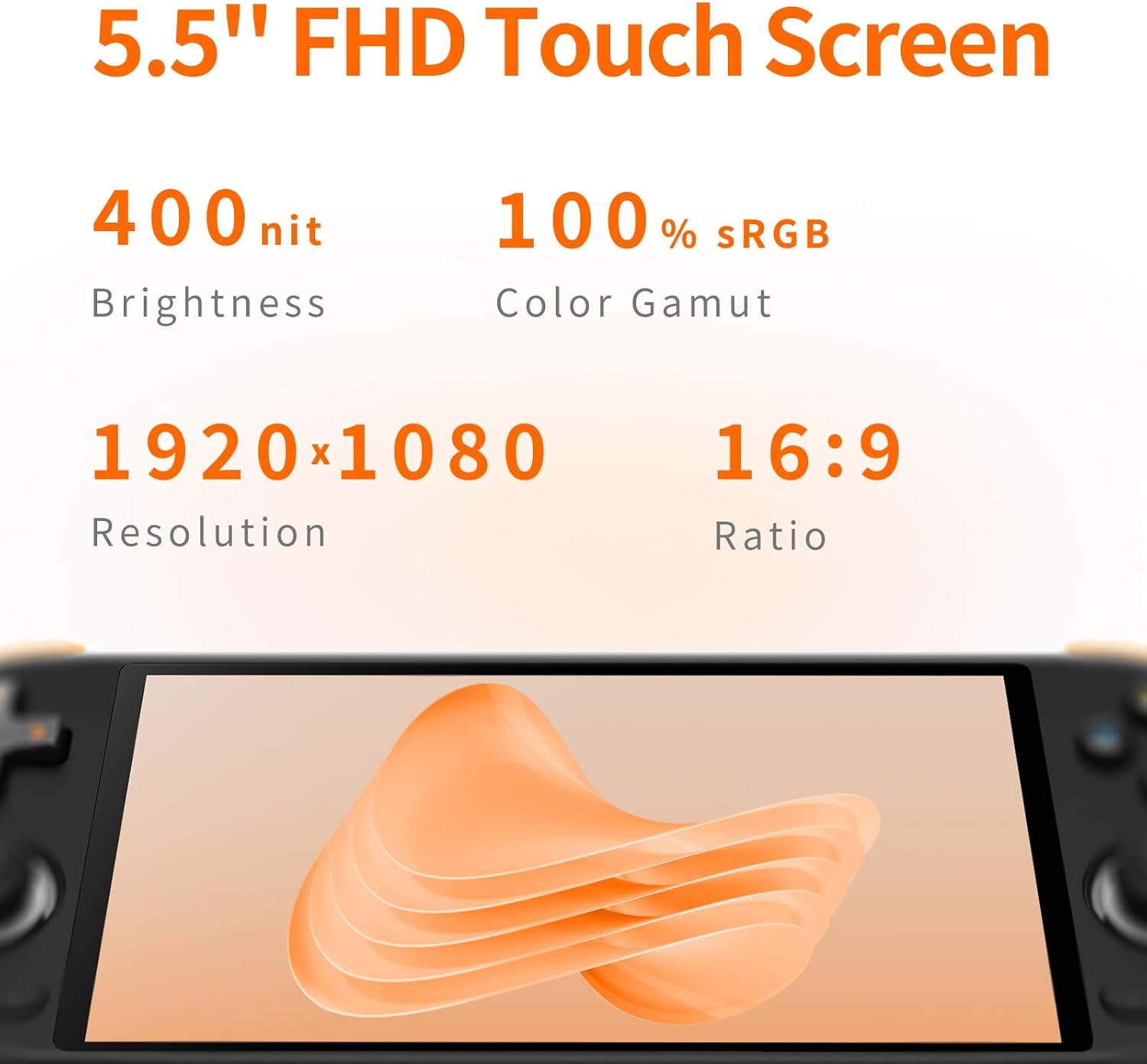 MANGMI AIR X Android Handheld Game Console, 5.5" FHD IPS, 4GB+64GB, Black - Image 2