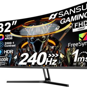 SANSUI 32 Inch Curved 240Hz Gaming Monitor High Refresh Rate, FHD 1080P