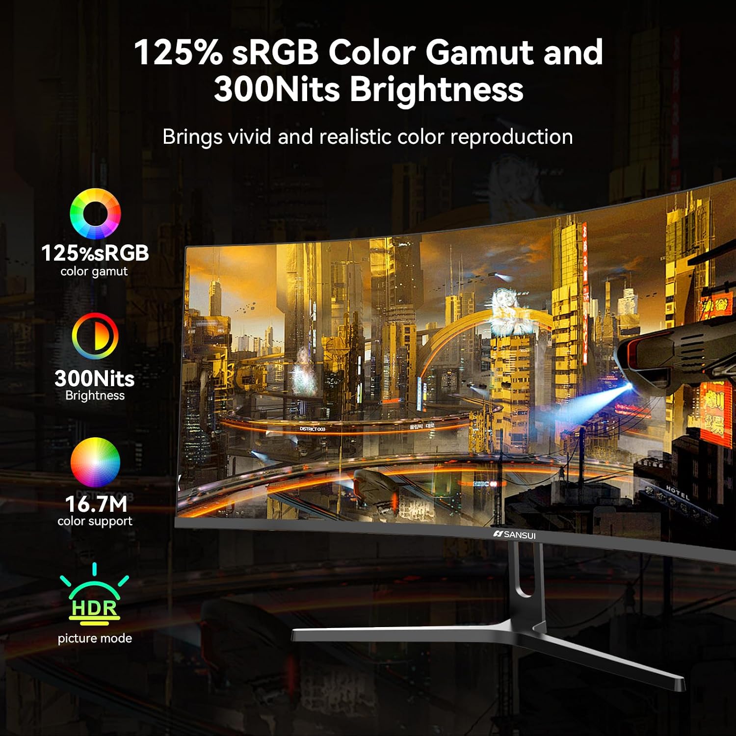 SANSUI 32 Inch Curved 240Hz Gaming Monitor High Refresh Rate, FHD 1080P - Image 5
