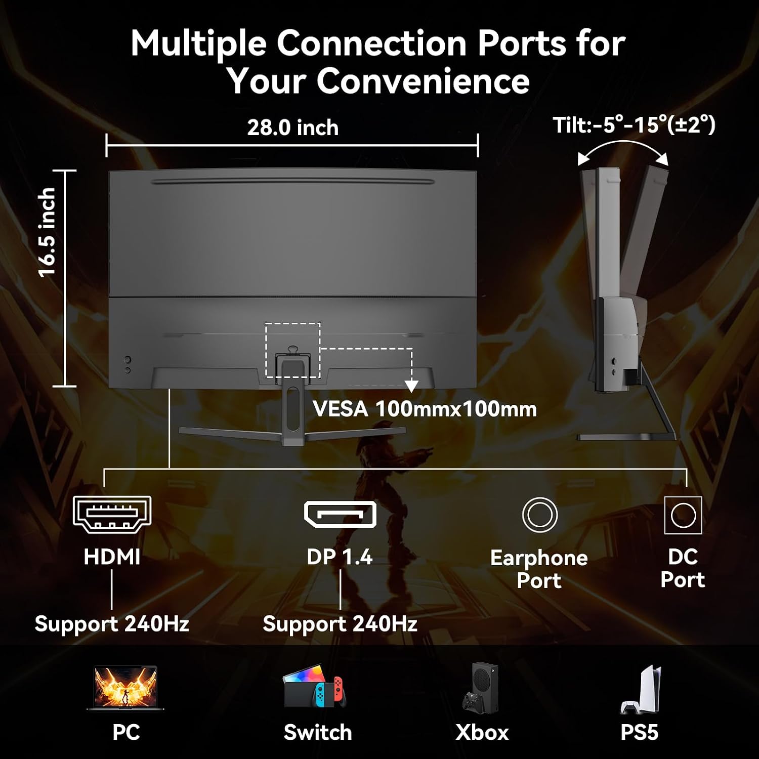 SANSUI 32 Inch Curved 240Hz Gaming Monitor High Refresh Rate, FHD 1080P - Image 8